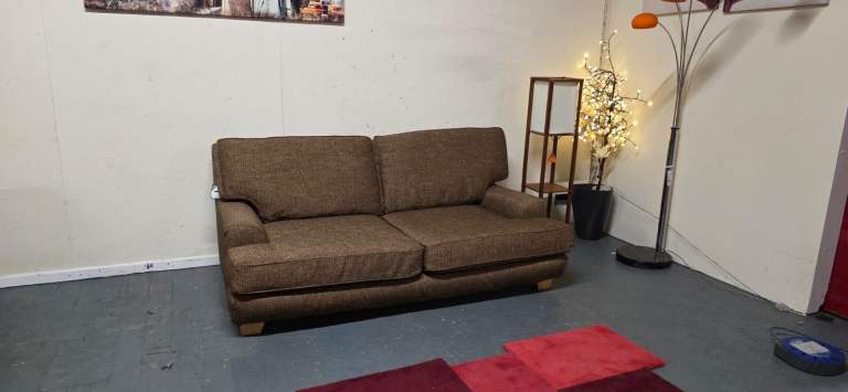 Next®️ 3 Seater Brown Fabric Fully Removable Loose Cover Sofa Excellent Condition