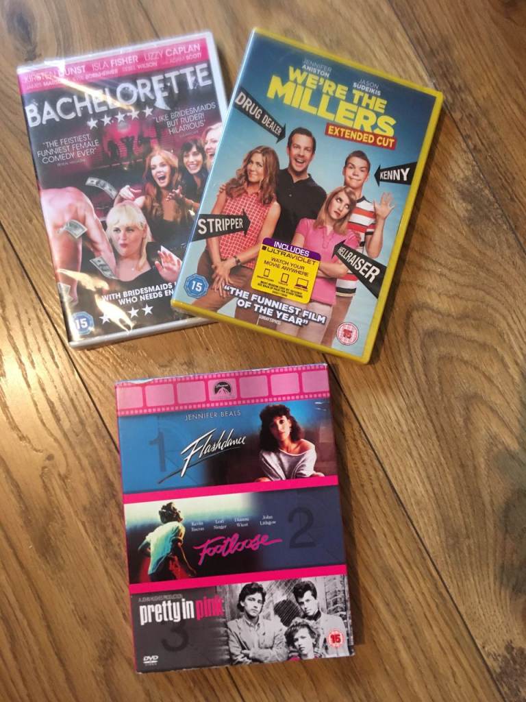 GIRLY DVDS: 5 films in total: 2 X NEW + BOXSET OF 3 FILMS; flashdance, footloose, pretty in pink 