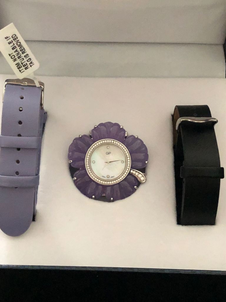 Woman’s Purple Jade Flower Watch 2 Straps Brand new was £150