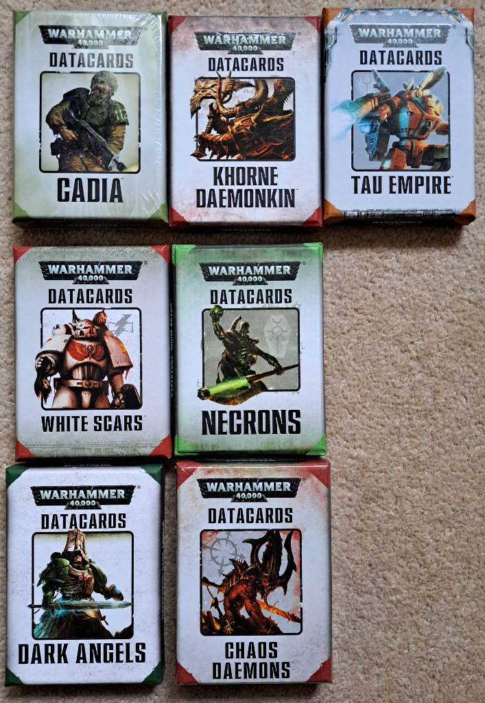 Various Data Cards/Psychic Cards/Tactical Objectives Cards  Games Workshop Warhammer 40k
