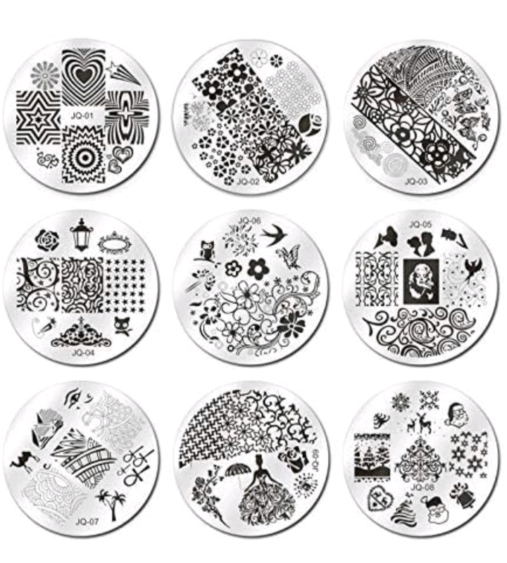 Bnip Biutee 30Pcs Round Nail Stamping Plates Kit
