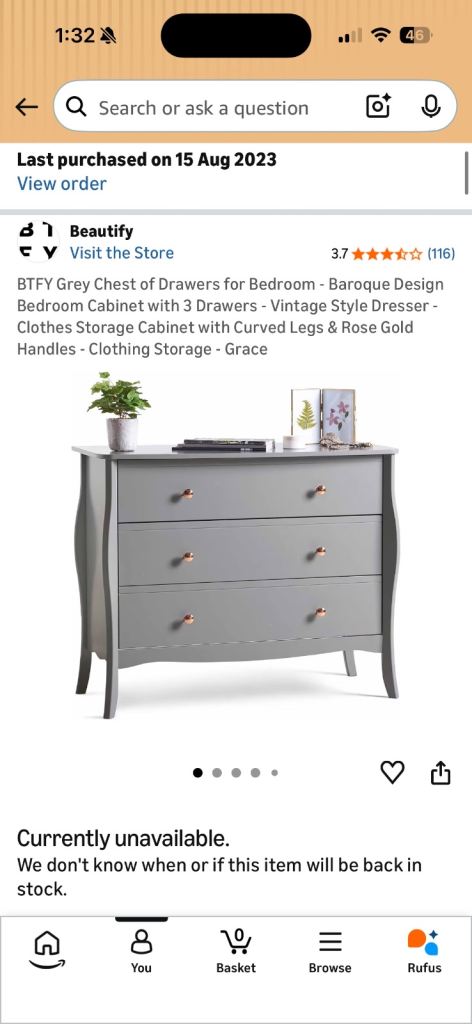 Beautify Bedroom Set - Chest of Drawers, Dressing Table, 2 Bedside Stands