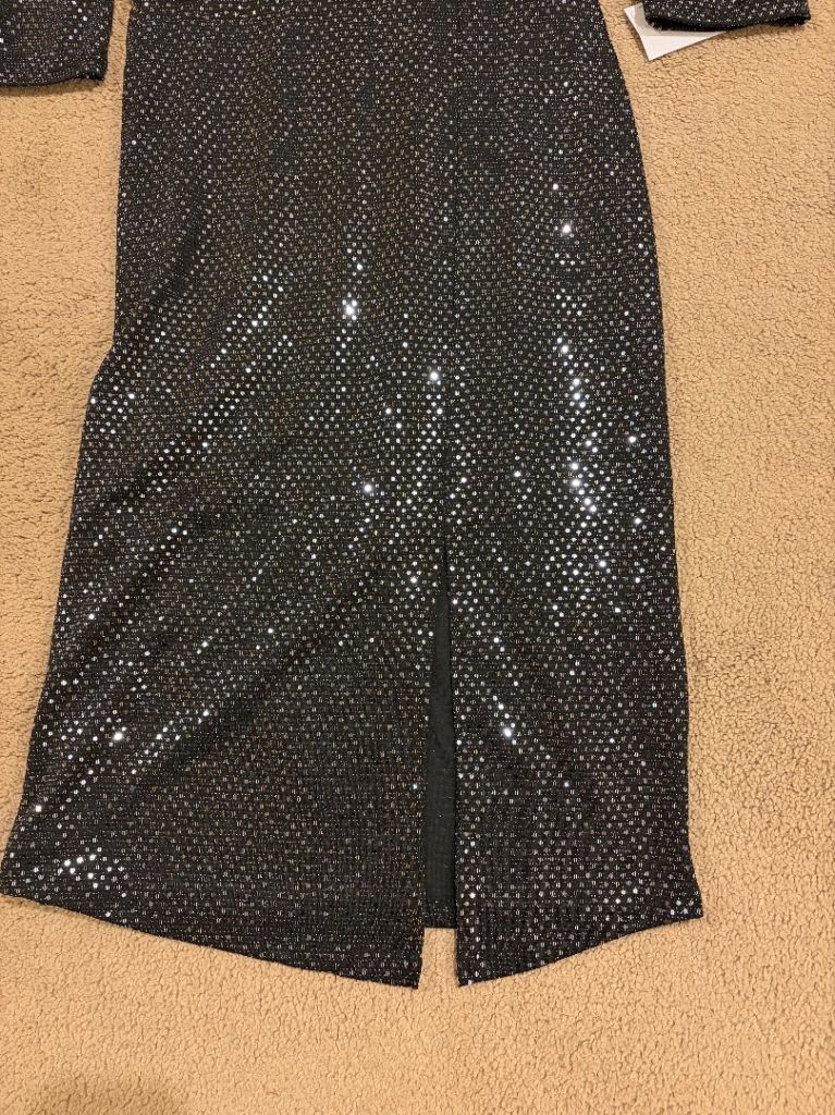 Ladies New Black & Silver Party Dress Size 8 / 10