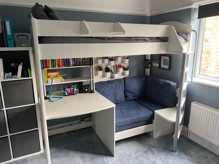 Bunk bed with pull out bed and desk 