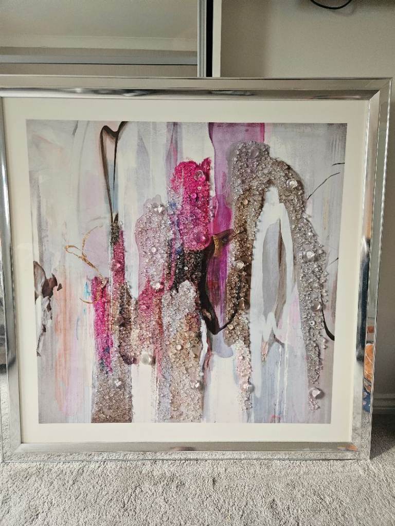 Sparkly Abstract Framed Painting - Multicoloured, As New