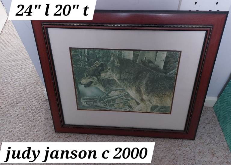 Judy Janson Framed Wolf Print – Good Condition