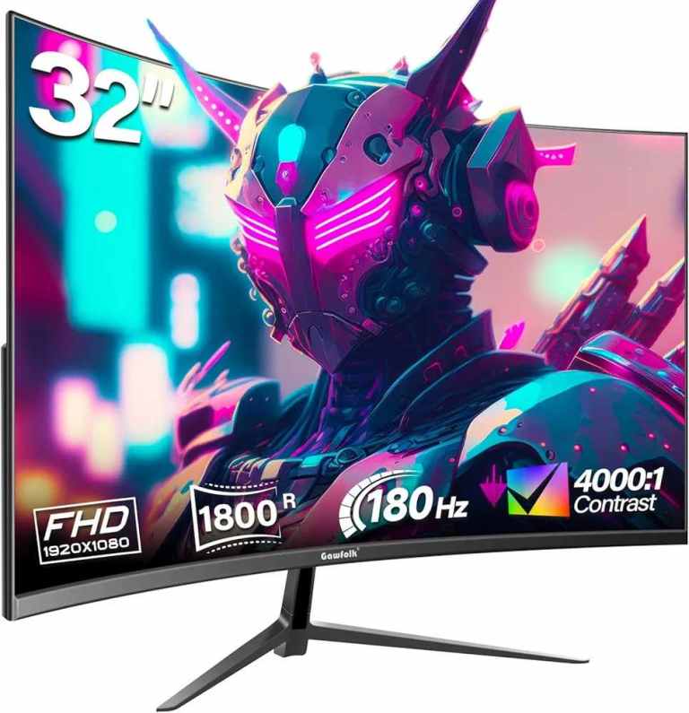 Monitor: 32", wide, curved, 180hz, 1ms