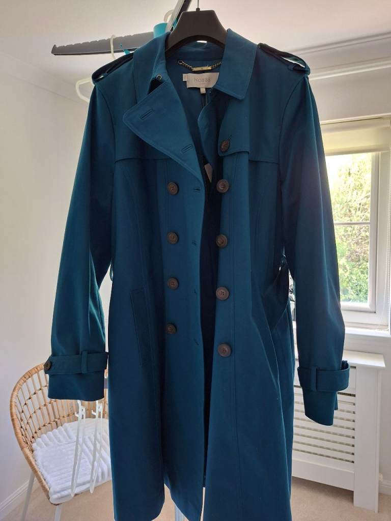 BNWT Hobbs Saskia Trench Coat. Petrol. Size: 18. RRP: £199.00