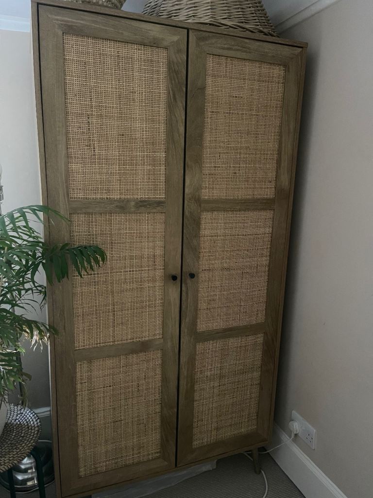 Wardrobe with Rattan Doors – Great Condition
