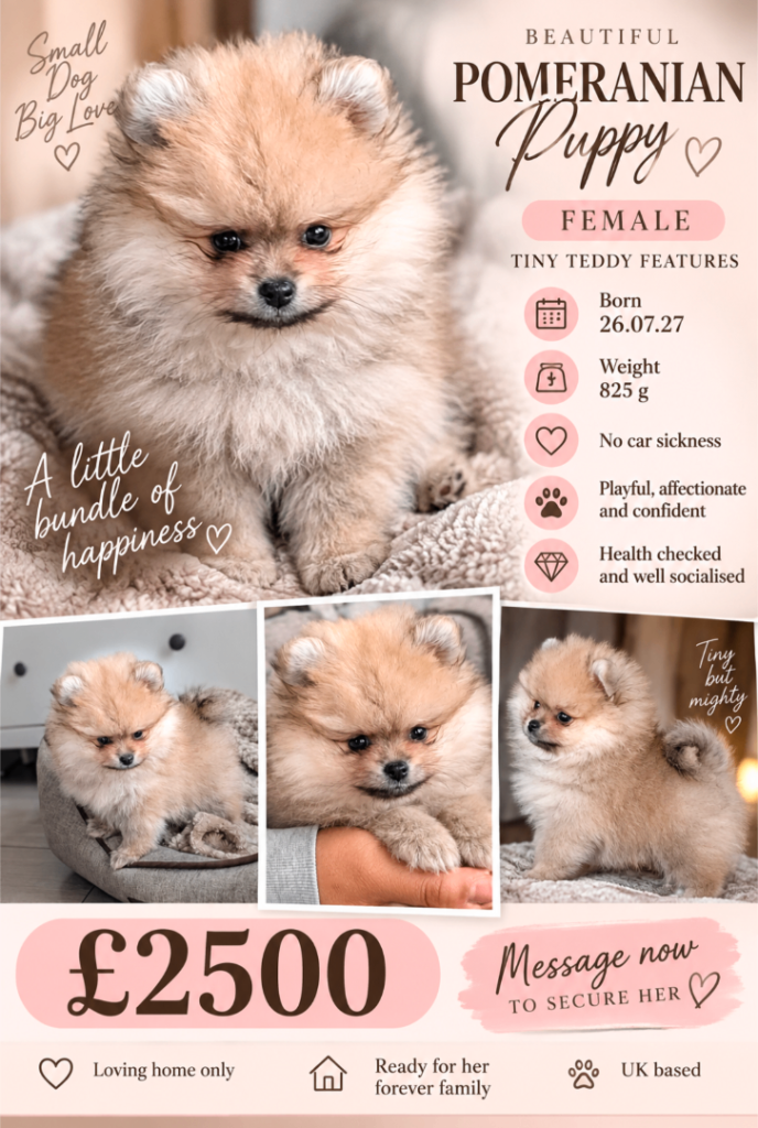 Beautiful Tiny Teddy-Faced Pomeranian Girl, Croydon 