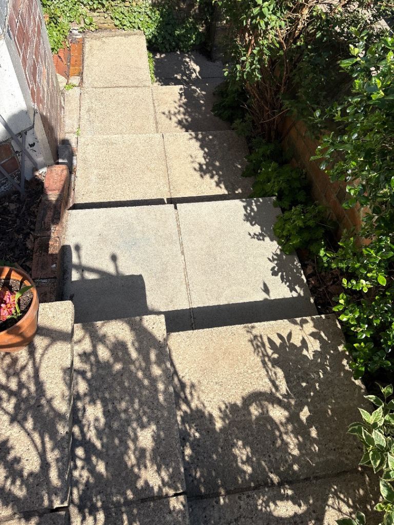 Paving slabs for steps or under shed