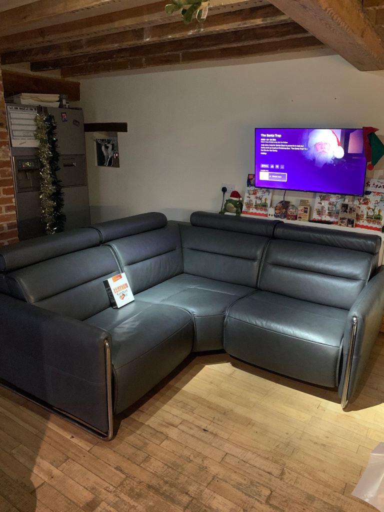 Stressless Leather Corner Sofa Charcoal Grey colour 