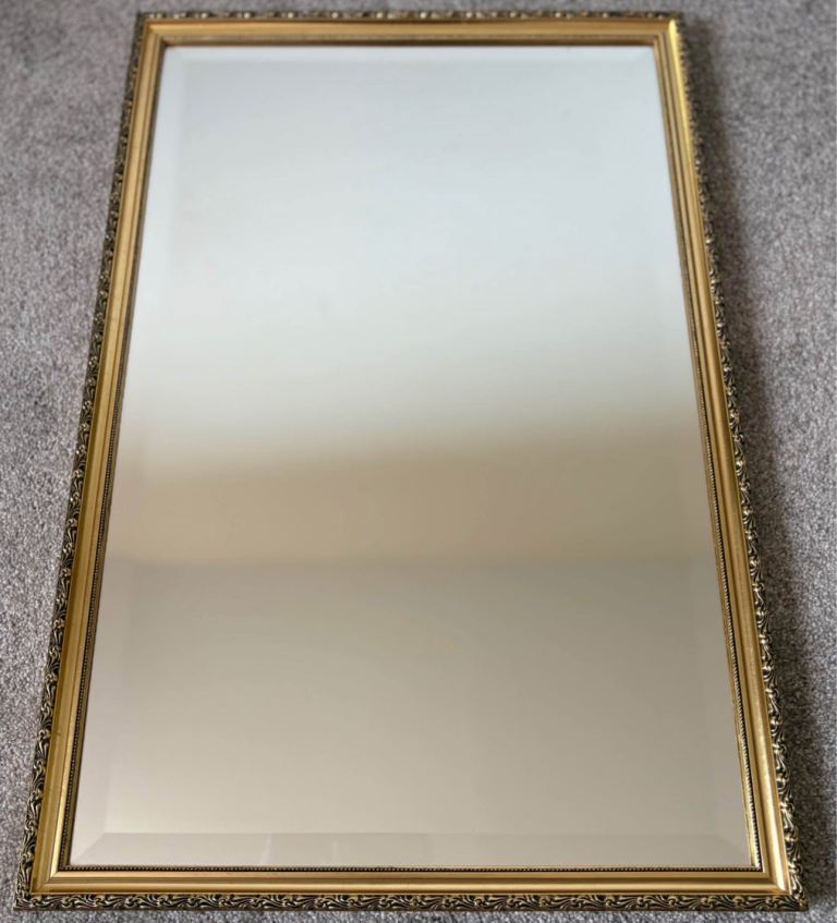 Rectangular, Ornate framed, Gilded mirror 