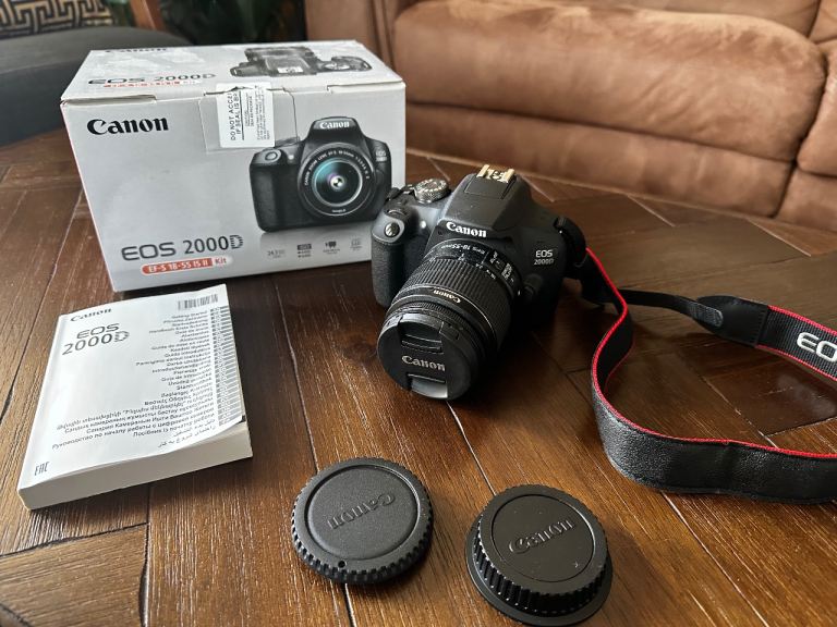 New Canon EOS 2000D DSLR Camera and EF-S 18-55 mm f/3.5-5.6 IS II Lens - Black