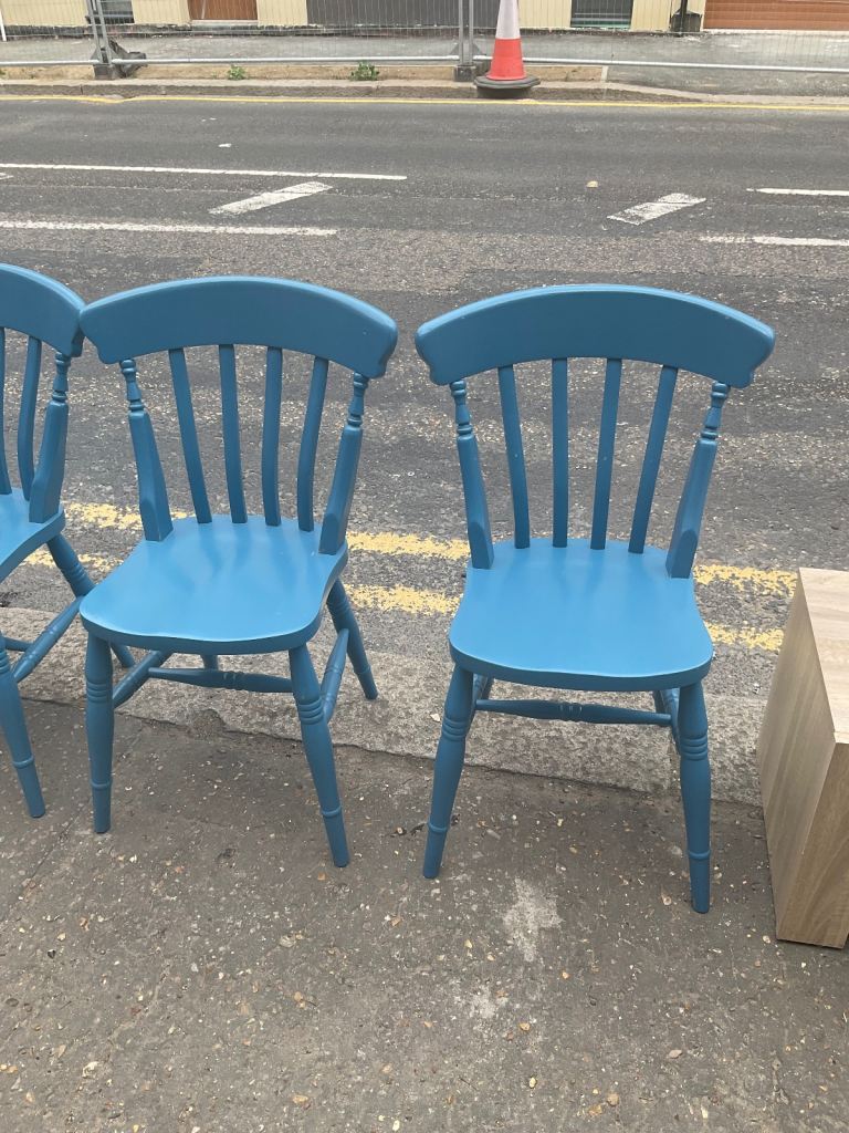 Vintage Rustic Dining Kitchen Farmhouse Pine Table & 6 Chairs Cash On Collection