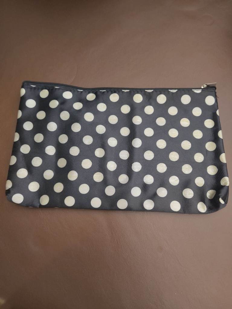 Black polka dot make up bag