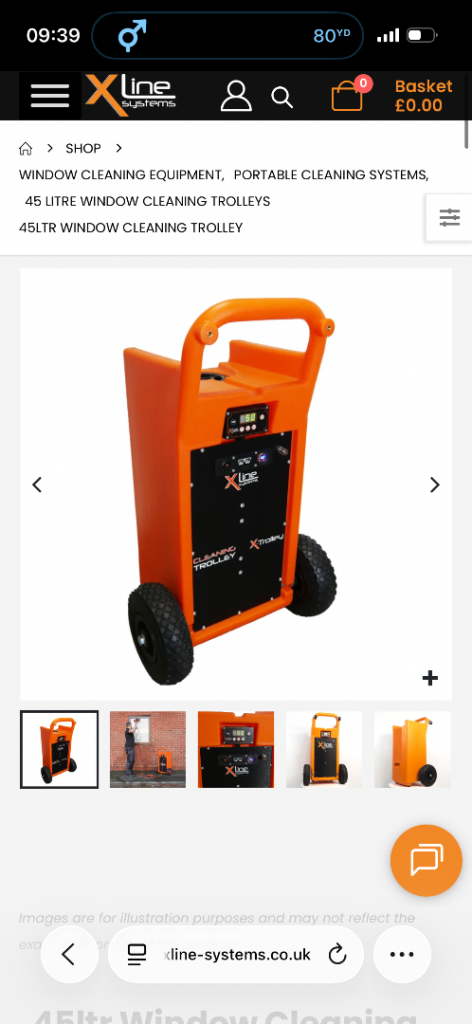 X-line water fed pole 45 litre window cleaning trolley 