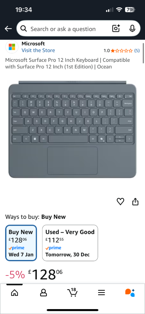 Microsoft surface pro keyboard 12”