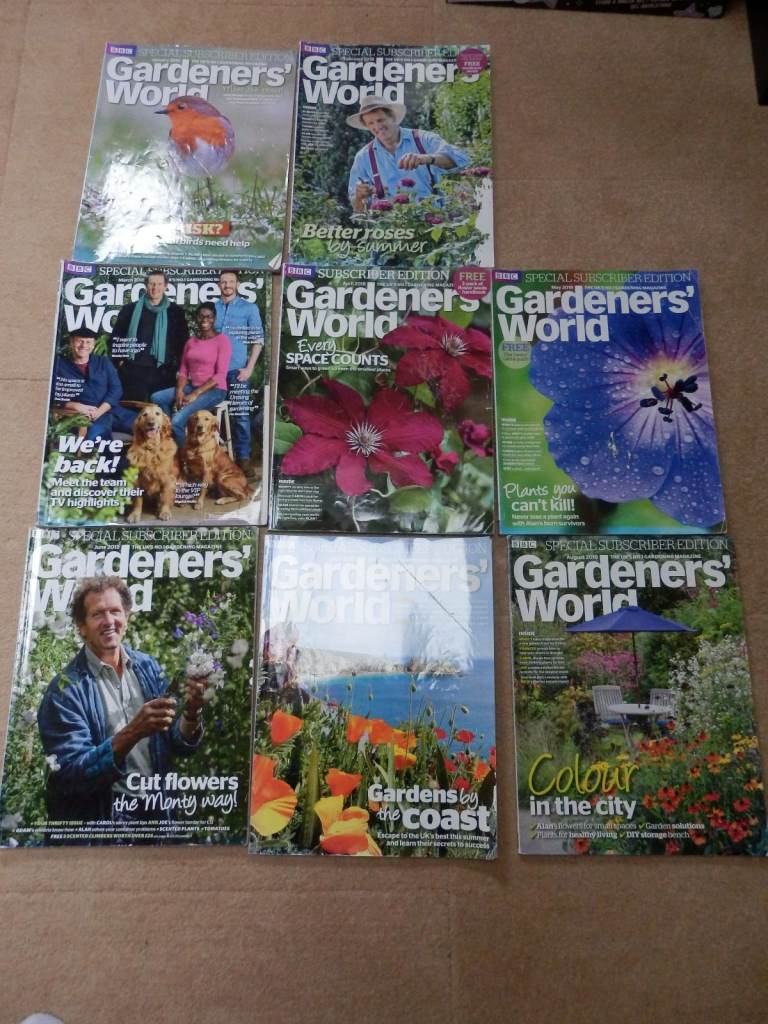 Gardeners World magazines x 8 January to August 2018