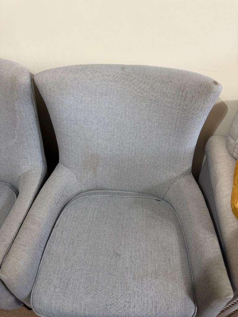 FREE!!! Pair of Grey Fabric Armchairs – Fair Condition