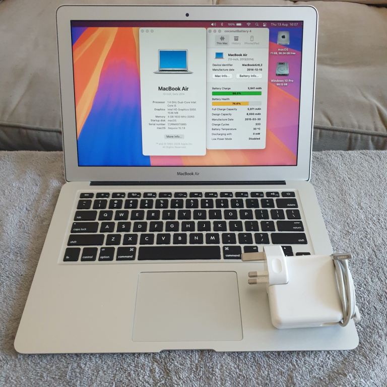  MacBook Air 13” - Excellent Condition, Charger, macOS Sequoia, Windows 10, MS Office