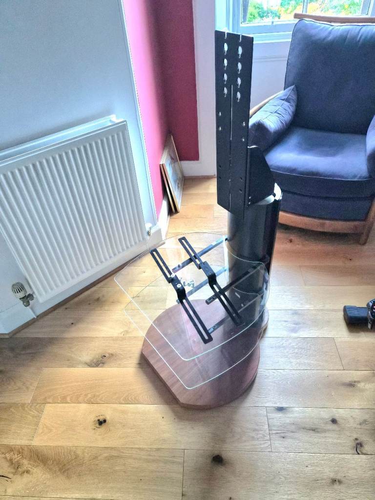 Black Glass TV Stand with Mount – Good Condition
