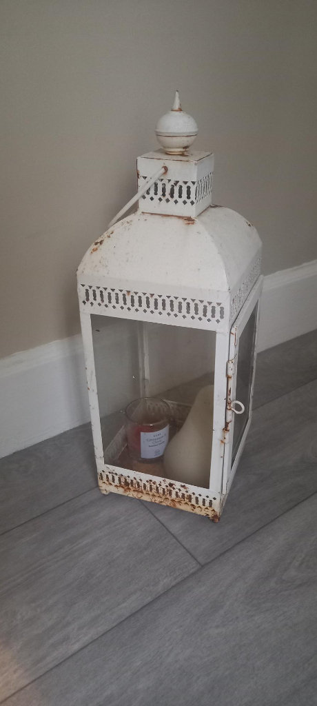 image for Metal with glass light, or candle box.