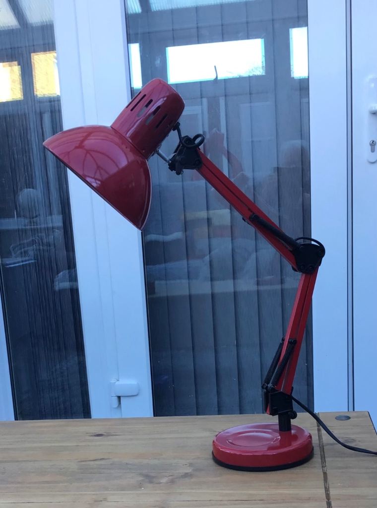 Vintage Articulated Red Lamp in Working Order.