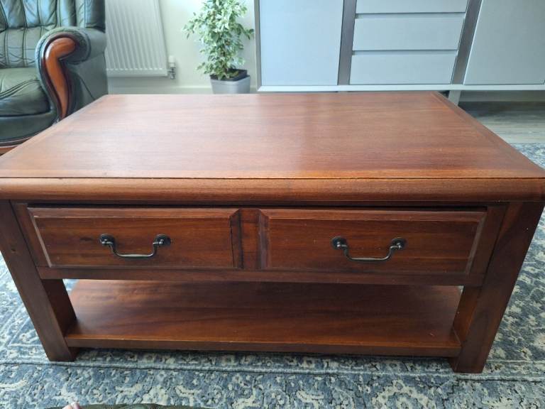Solid Wood Coffee Table with Drawers – Good Condition