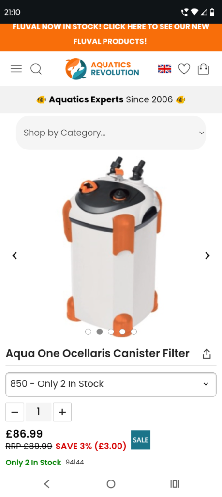Aquaone external filter