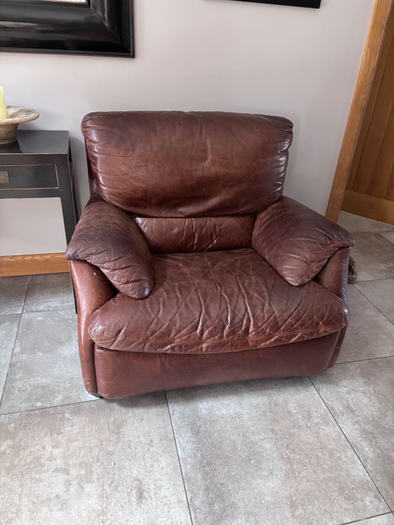 Brown ox leather arm chair