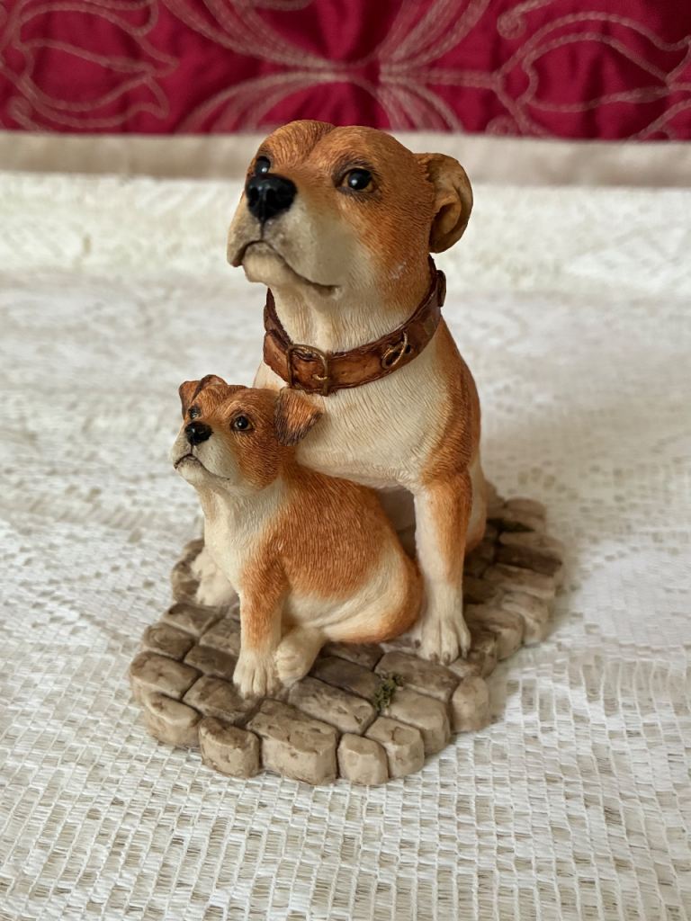Sherratt & Simpson Staffordshire Bull Terrier & Puppy Figurine Vintage 1996