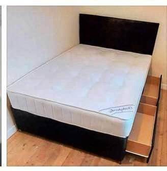 ✅💠double and single base with mattress and headboard 🖤