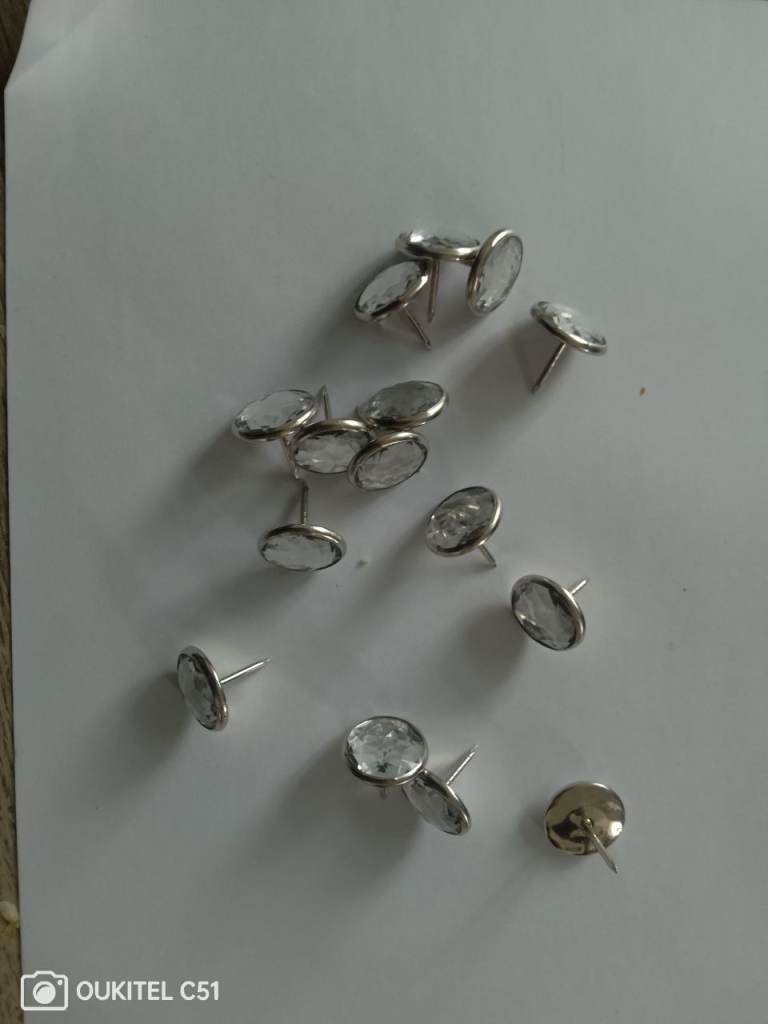 15 glass upholstery pins 