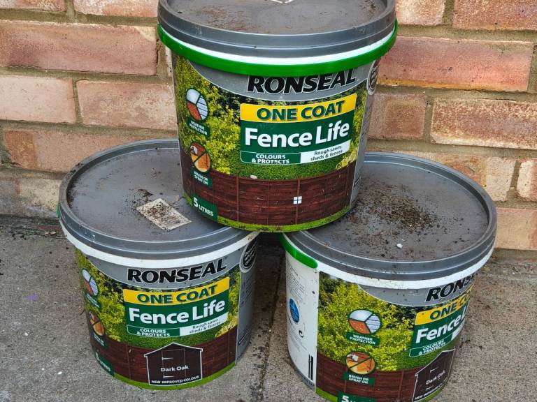 Ronseal dark oak fence paint 3 x 5L