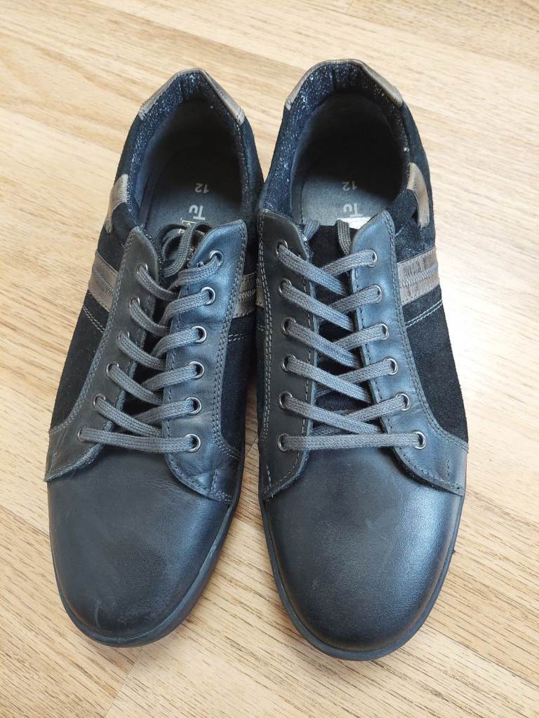 MENS SHOES BLACK CASUAL SOFT TRAINER STYLE SIZE 12