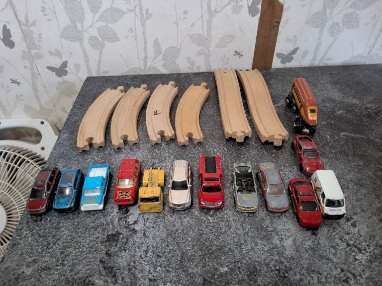 Job Lot: Wooden Train Tracks, Toy Cars & Train Engine