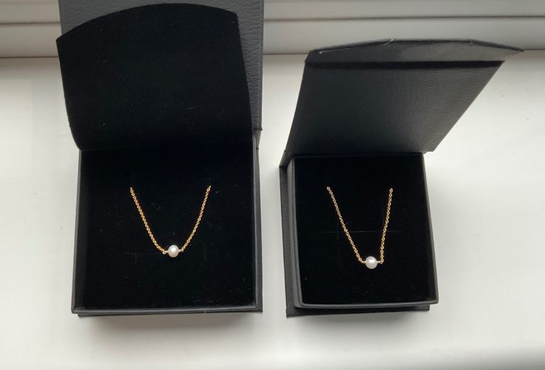 Brand New jewellery, gold necklace and bracelet with single pearl