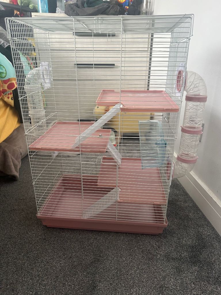 3 tier hamster cage with tubes and wheel 