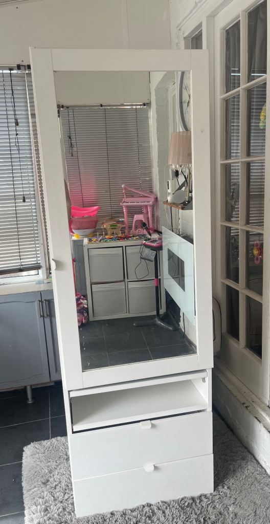 Ikea white single wardrobe with mirror 