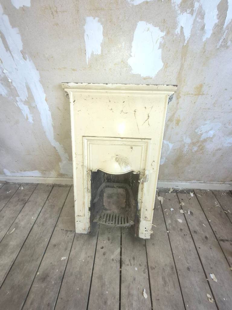 Vintage Cast Iron Fireplace Surround with Grate