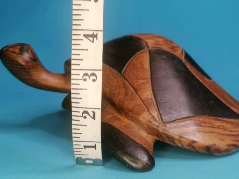 Large Vintage handmade wooden turtle. 4-inch height , 9inch lenght 