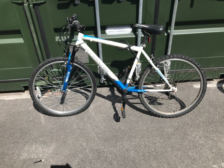 Challenge Mountain Bike – White and Blue, Fair Condition