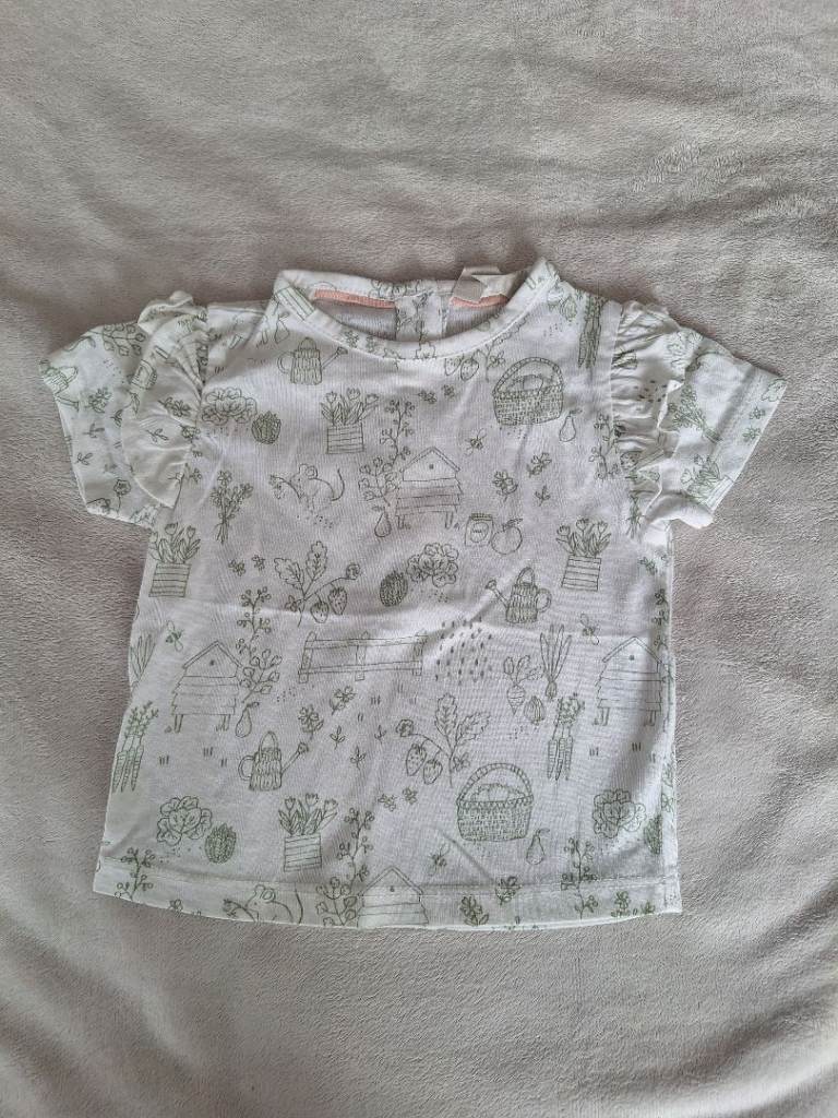 Green Print Short Sleeved Tshirt John Lewis Size 3-6 Months 