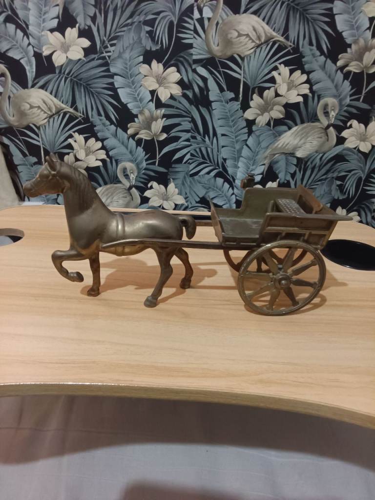 Vintage old antique solid BRASS horse jib carriage pulling cart 