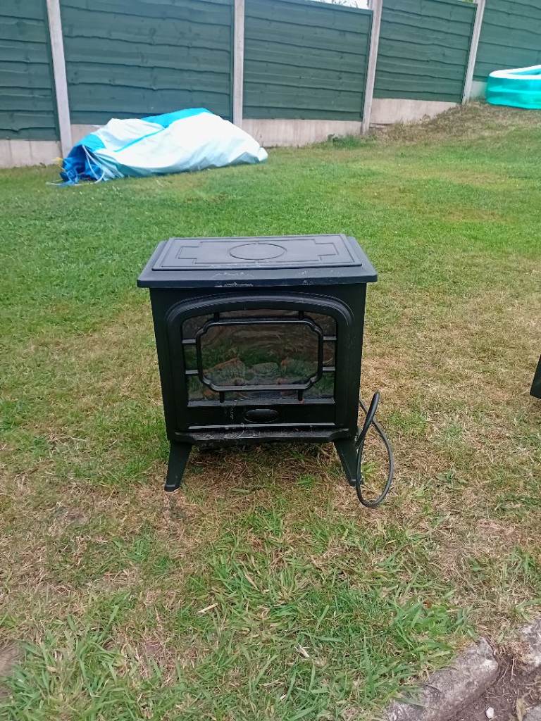 Black Electric Log Burner Style Heater – Good Condition