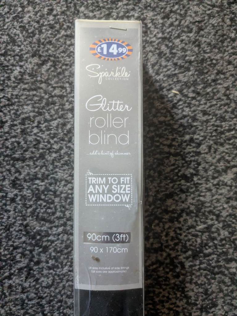 Sparkle Glitter Roller Blind 90x170cm – Brand New, Black