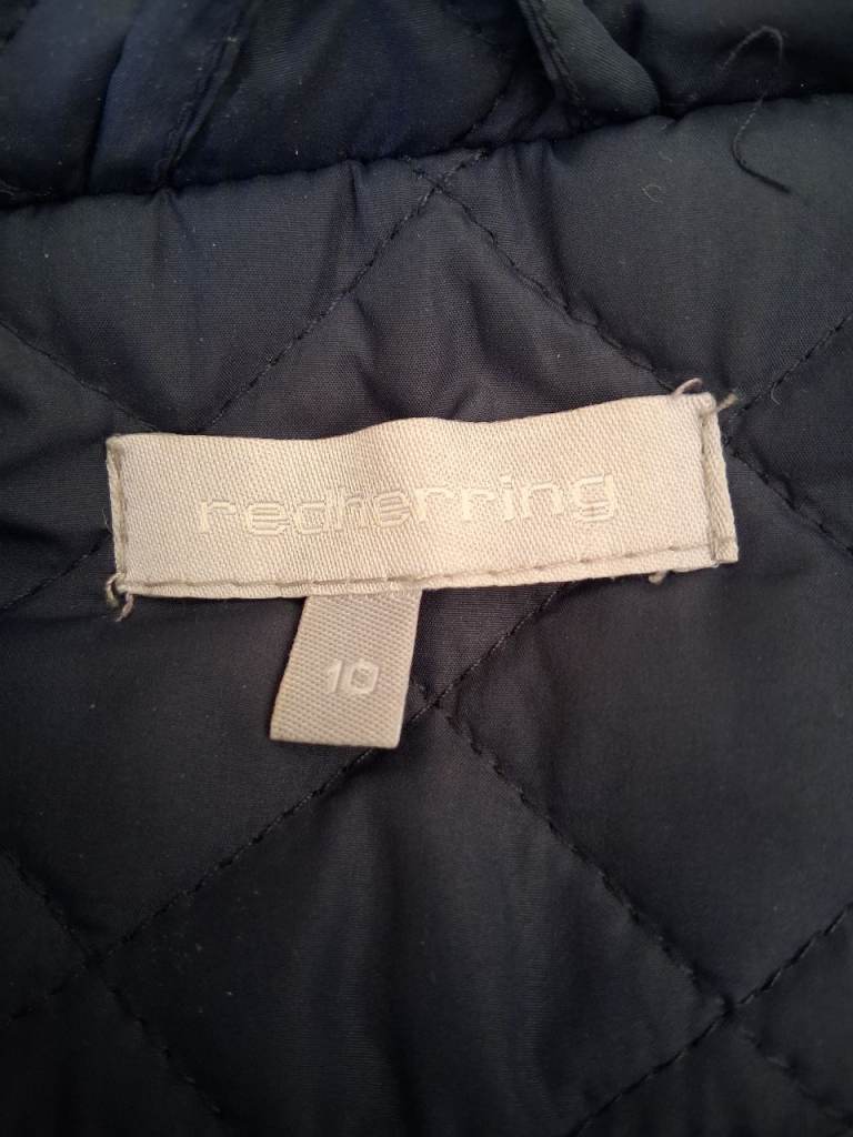 Red Herring Quilted Gilet – Blue with Brown Trim, Size 10
