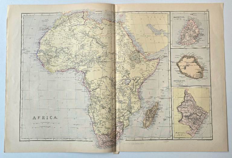 Antique 1880s Victorian Engraved Map of South Africa Atlas Mason&Payne~ 47cmx34cm