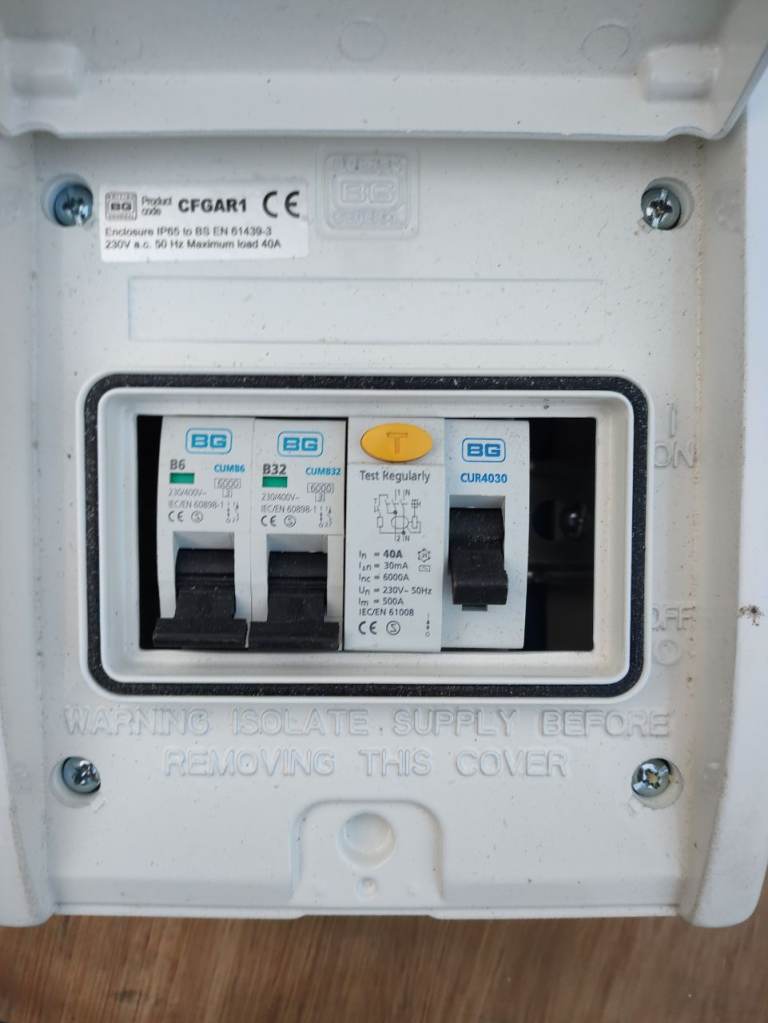 Consumer unit for garage or shed